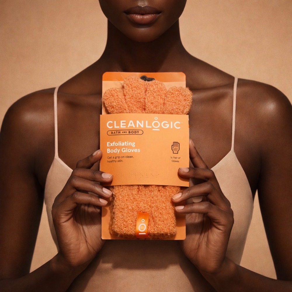 CleanLogic Orange Exfoliating Body Gloves